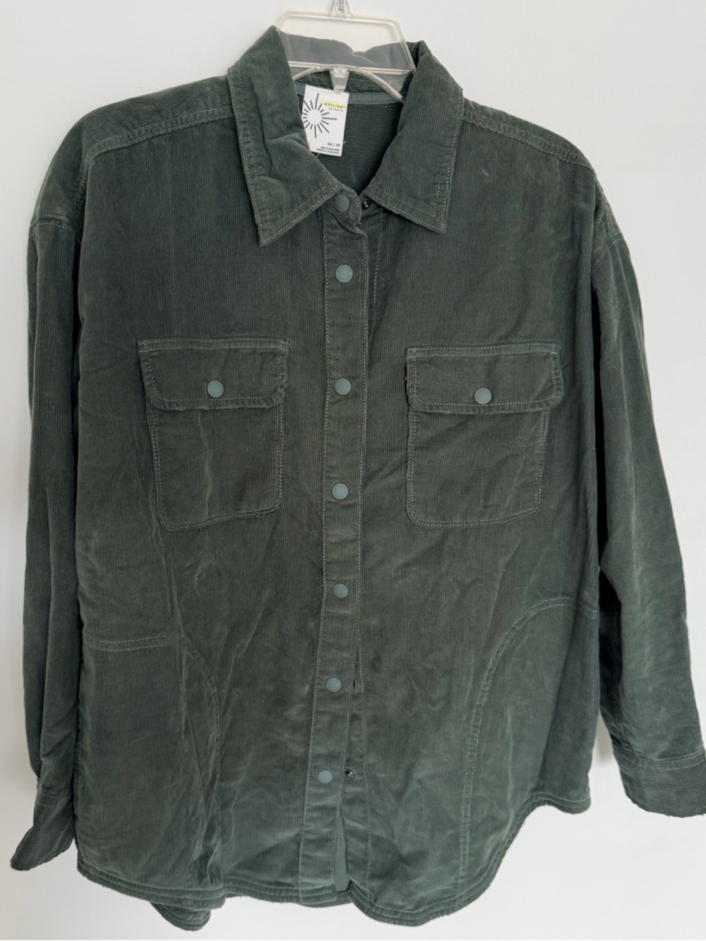 aerie Women’s Corduroy Shirt Jacket in Dark Green